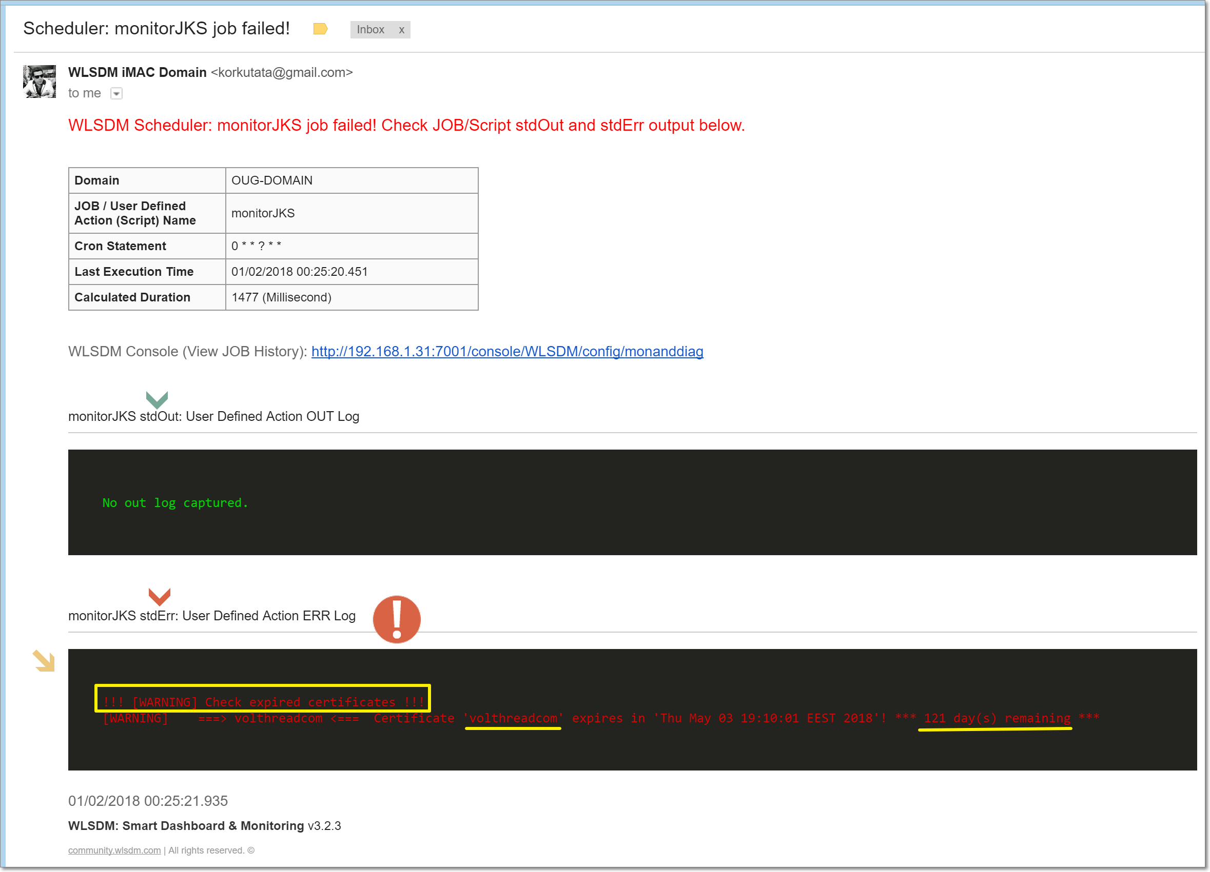 Monitoring Certificate Expiry Dates of a JAVA Keystore (.JKS) File in a
