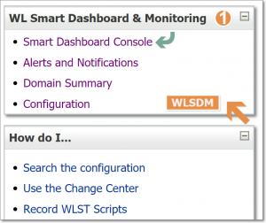 WLSDM Console Menu (Portlet in WebLogic Console)