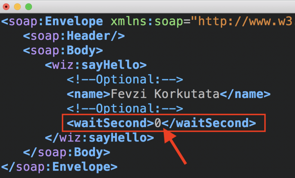 HelloWait SOAP Request XML